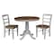 International Concepts 36 in. Round Extension Dining Table with 2 Madrid LadderBack Chairs - 3 Piece Dining Set K41-36RXT-C2-2 - alternate 2